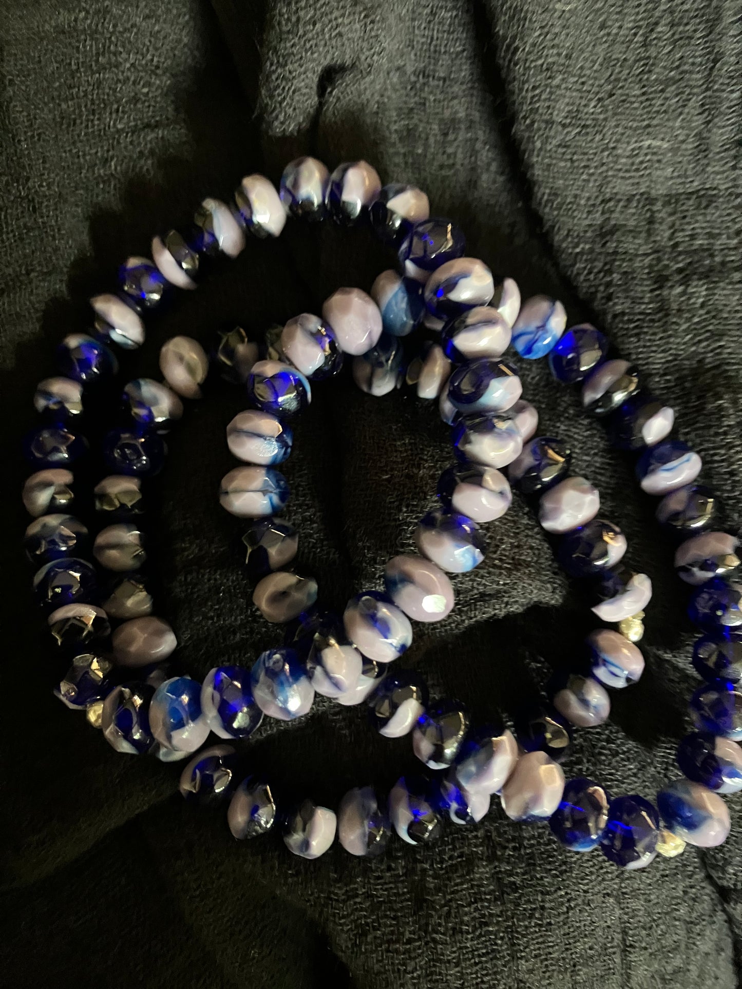 Purple Glass Beads set of 3 Stretch 7 1/2'