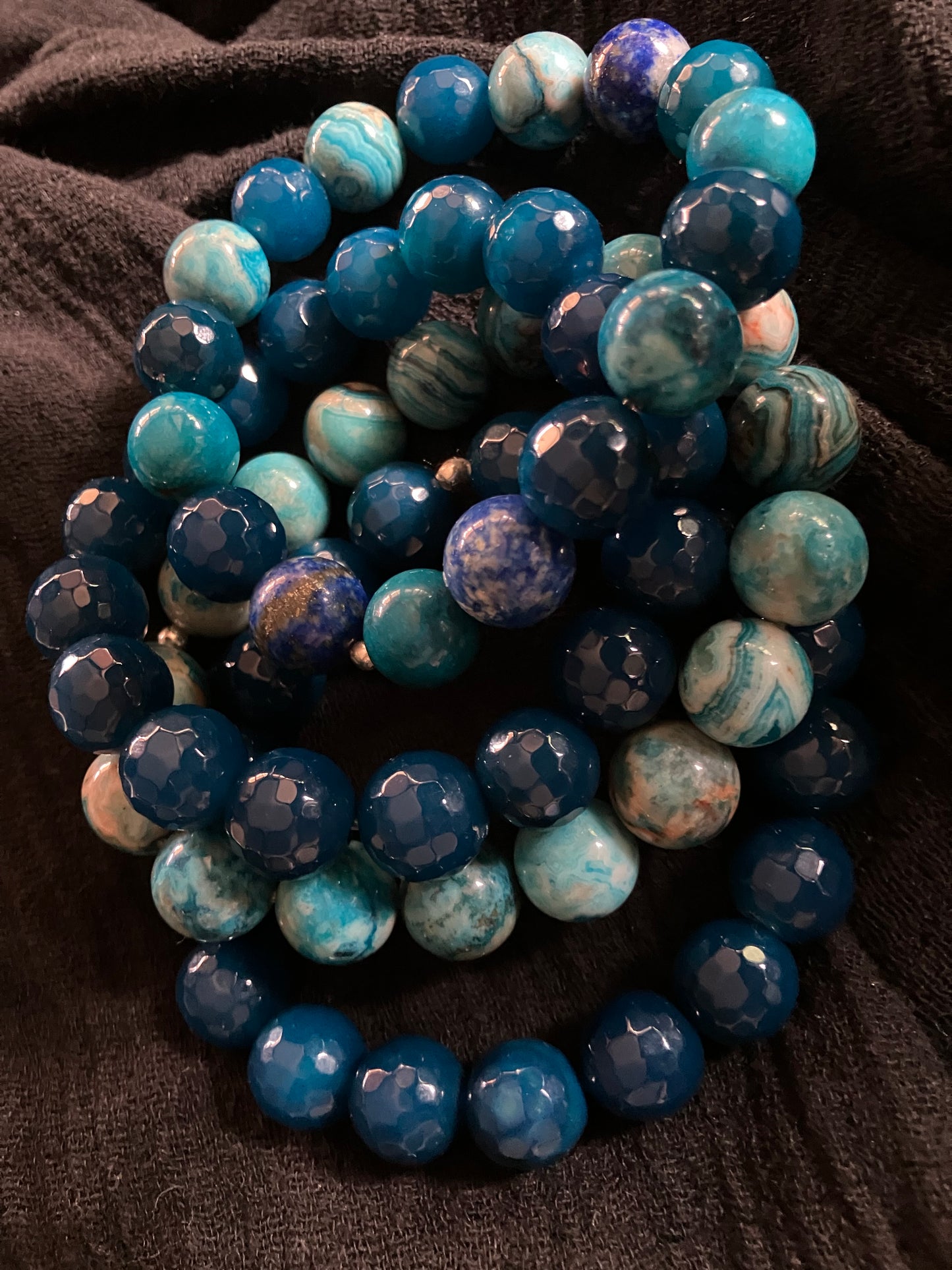 Multi Color Stone Blue Beads 8'