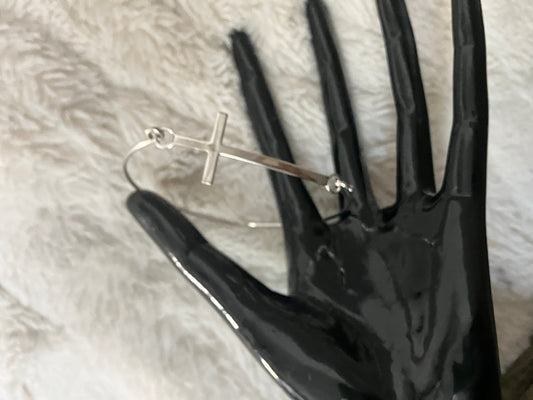 Sterling Silver Bangle Bracelet with Cross