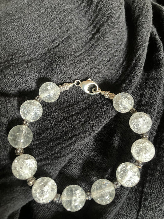 Sterling Silver & Clear Aquamarine Bracelet 8'